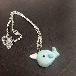 Narwhal polymer clay necklace